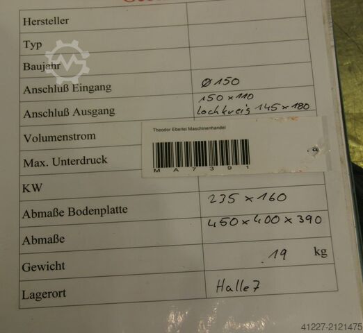 Støvudsugningsblæser 0,6 kW Loher Durchmesser 260 mm