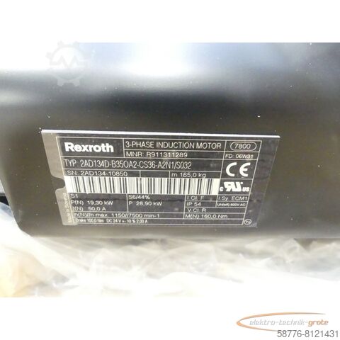 Motor Rexroth Rexroth 2AD134D-B350A2 - CS36-A2N1/S032 / R911311289 SN:2AD134-10850 - ungebr.! -