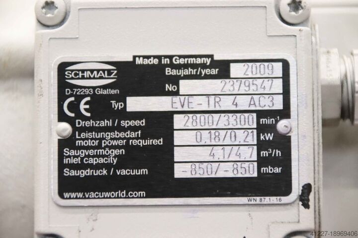 Vakuum pumpa 4,1 m³/h Schmalz EVE-TR 4 AC3