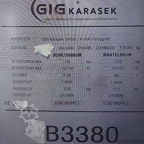 3158-litrowy podgrzewany/chłodzony zbiornik ciśnieniowy, Aisi 316 z mieszadłem  K0095
