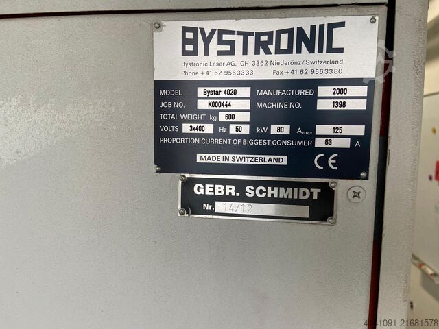Laser cutting machine Bystronic Bystar 4020