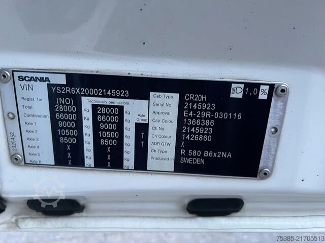 Podwozie z kabiną Scania R580 V8 NGS 6x2 King low km