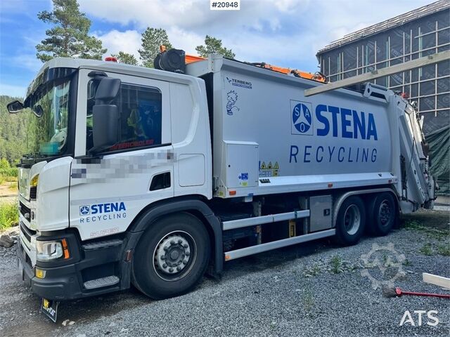 Çöp toplama aracı Scania P410 Compactor truck w/ Crane.