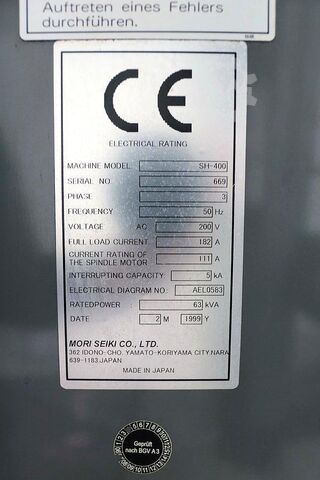 Centro de usinagem horizontal MORI SEIKI SH 400