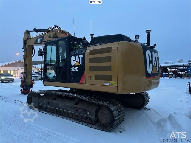 Crawler excavator CAT 324E excavator with/ GPS and grading bucket. WATCH