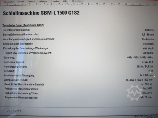 Impianto di levigatura e spazzolatura LISSMAC SBM –L 1500 G1S2 + SBM –M