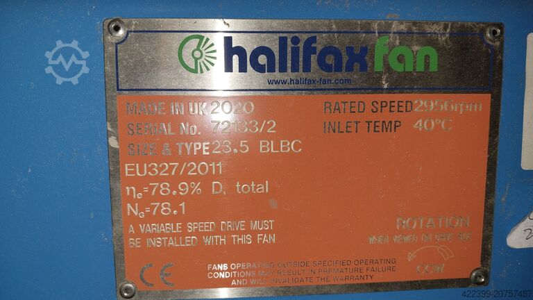 High capacity fan 30 KW 3000RPM Halifax Fan UK BLBC 23.5