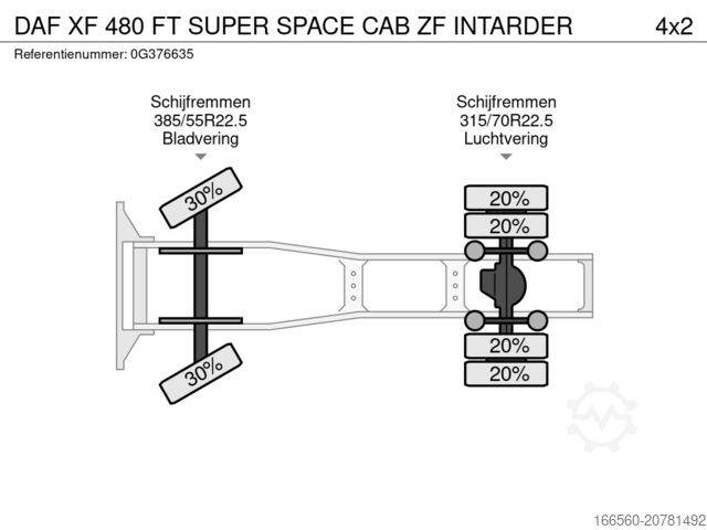 Standaard trekker DAF XF 480 FT SUPER SPACE CAB ZF INTARDER