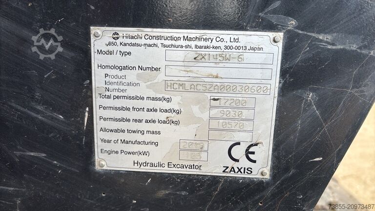 τροχοφόρος εκσκαφέας Hitachi ZX145W-6