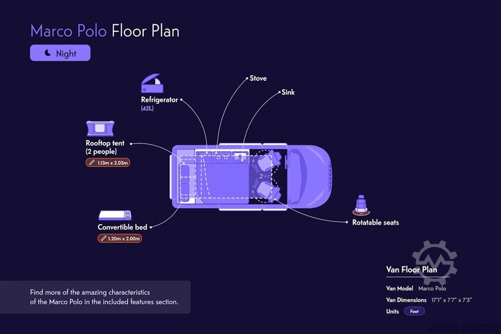 Husvagn/husbil Mercedes Marco Polo | 2 Posti | Cucina + Tetto Sollevabile