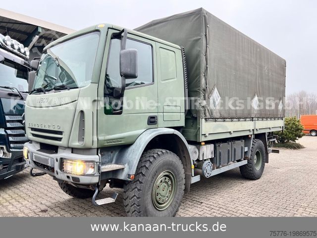 Plattewagen met zeil IVECO 140 E240 Eurocargo 4x4 Miltär Camper Expedition