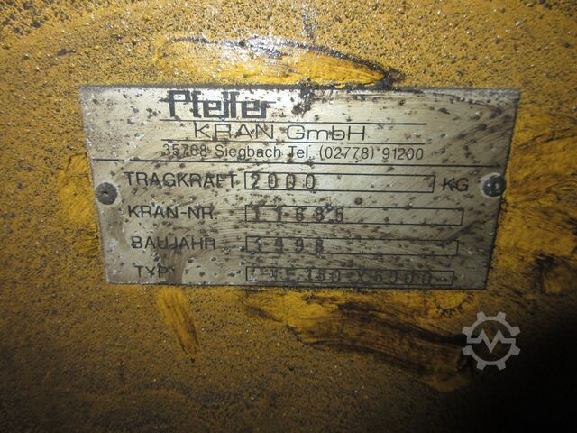 Forgódaru Falra szerelt forgódaru Daru Daru Pfeiffer - Drehkran Hallenkran Kran 2to 2000KG 2to 6m Länge Kettenzug Demag DC