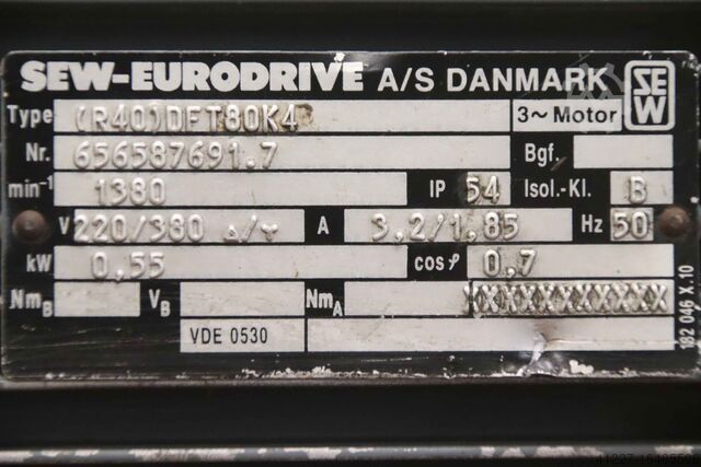 Gearmotor 0,75 kW 299 o/min SEW-Eurodrive R40A  (R40)DFT80K4