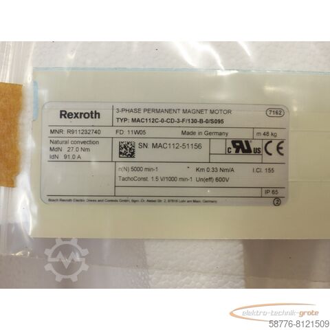 Rexroth-motor Rexroth MAC112C-0-CD-3-F/130-B-0/S095 MNR:R911232740 SN:51156 - ! -