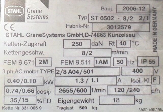 Andere randapparatuur Schwenkkran 500kg Arburg Schwenkkran 500kg mit elektr. Kettenzug, 2006