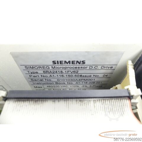 Składnik Siemens SIMOREG 6RA2418-1FV62 K - Stromrichtergerät SN: 0101030A4PM001