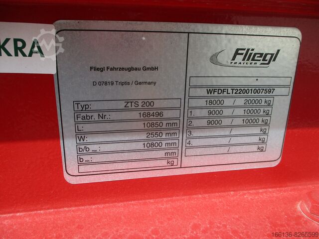 Χαμηλός φορτωτής Fliegl 2-Achs Tieflade Anhänger ZTS 200 Spezial