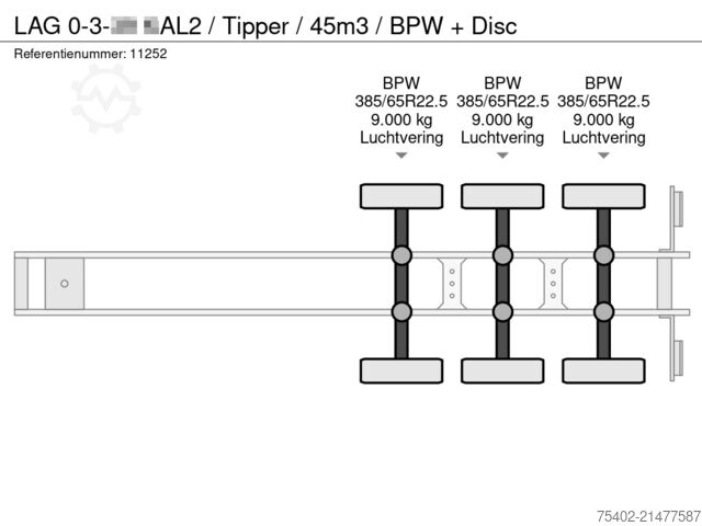  LAG 0-3-39 KAL2 / Tipper / 45m3 / BPW + Disc