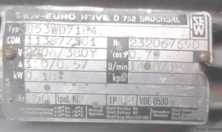 Getriebemotor 0,18 kW 13 U/min SEW Eurodrive P53WD71B4