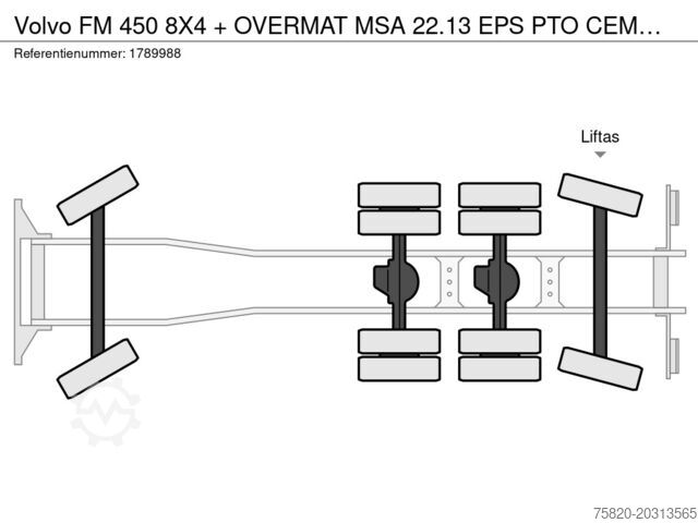 Betonpomp Volvo FM 450 8X4 + OVERMAT MSA 22.13 EPS PTO CEMENT/M...