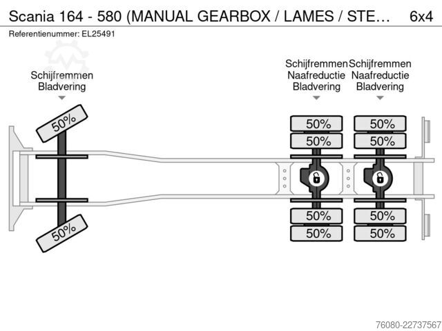 Chassis com cabina Scania 164 - 580 (MANUAL GEARBOX / LAMES / STEEL SUSPE...