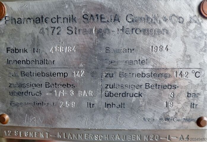 259 Liter be-/kühlbarer Druckbehälter, Aisi 316 mit Propellerrührwerk  9158