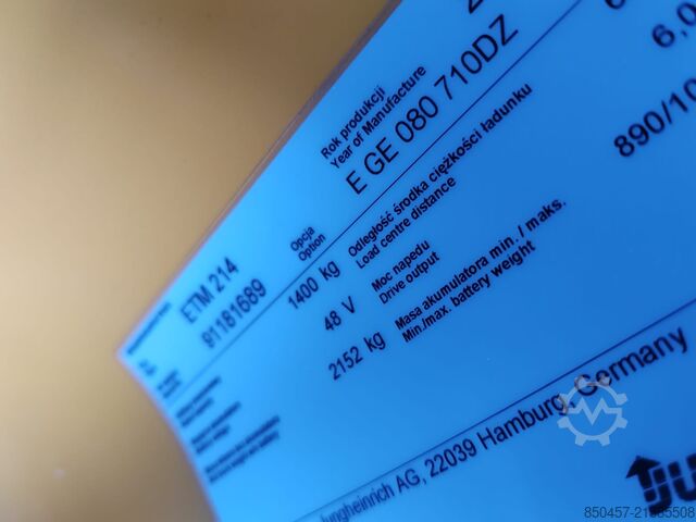 Tolóoszlopos targoncák Jungheinrich ETM 214 Li-ion/ Camera/ drive-in