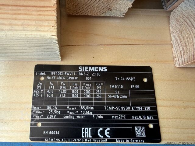 Siemens motor 1FE1093-6WU11-1BN2-Z servo 16,8kW 1600dev/dk yeni Silnik Siemens 1FE1093-6WU11-1BN2-Z serwo 16,8kW 1600rpm nowy Silnik Siemens 1FE1093-6WU11-1BN2-Z serwo 16,8kW 1600rpm nowy