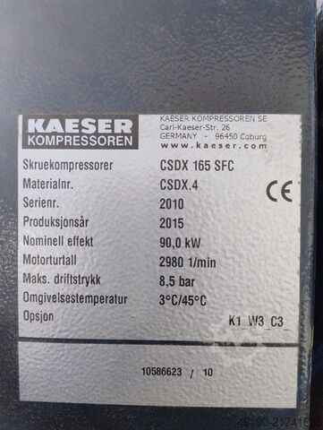 Compresor cu șurub S016526 Kaeser CSDX165 SFC