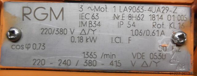 Tandwielmotor 0,18 kW 40 tpm RGM 1LA9063-4UA29-Z