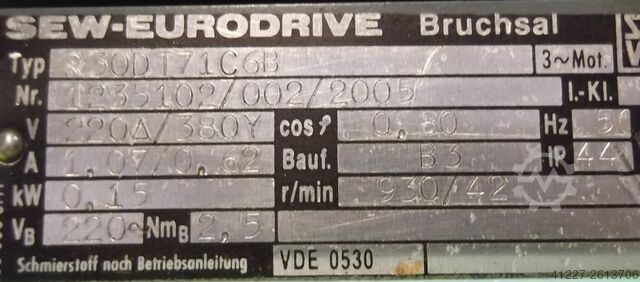 Motorreductor 0,15 kW 42 rpm SEW-EURODRIVE R30DT71C6B