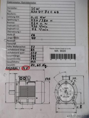 Motorreductor 0,15 kW 42 rpm SEW-EURODRIVE R30DT71C6B