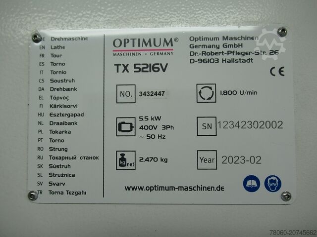 LATHE Optimum TX5216V Vario