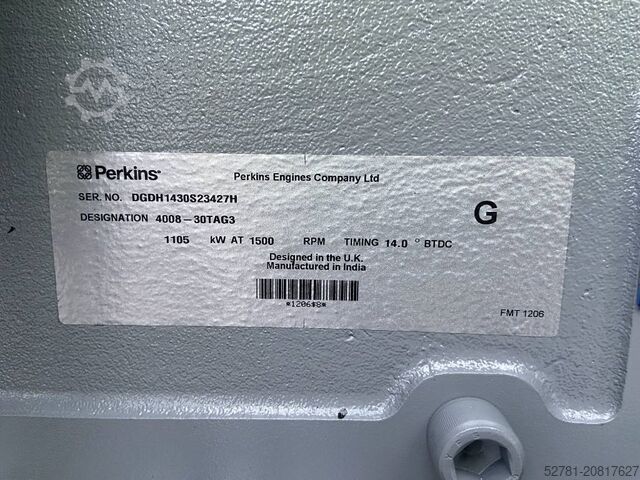 Kamenivo Perkins 4008TAG3 - 1250 kVA Open Genset - DPX-19821-O