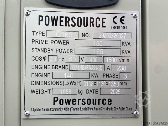 Aggregat Cummins 6BTAA5.9-G12 - 165 kVA Generator - DPX-19838