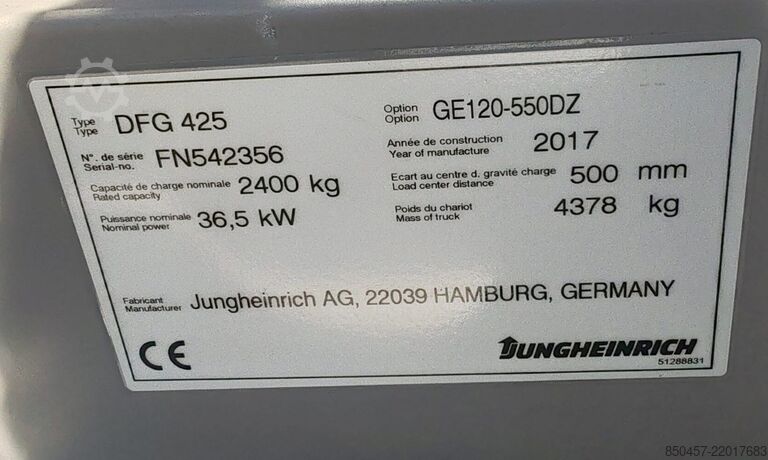Dieselové vysokozdvižné vozíky Jungheinrich DFG425 5.5m/ 610mh/ 4v