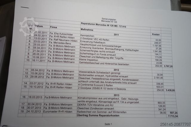 Fourgon MERCEDES-BENZ SEL 500 W126 Schiebdach Leder Langversion TüvNeu