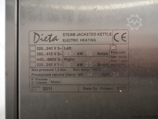 Dupla forrásban lévő vízforraló Dieta PEC