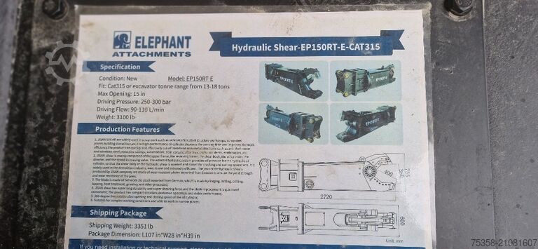 Scrap shear for excavators from 20 tons.  