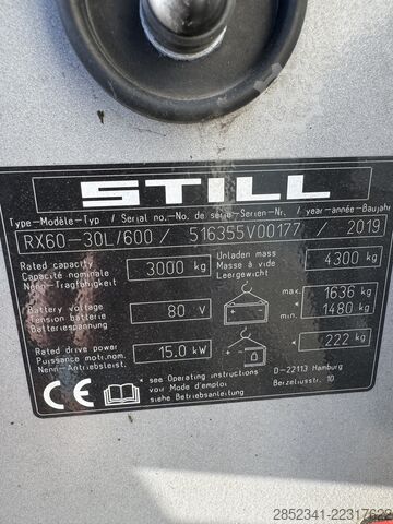 Motostivuitor STILL RX60-30L mit lediglich 944 Stunden