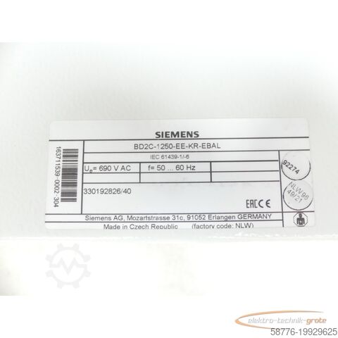 Siemens onderdeel Siemens SIVACON 8PS BD2C-1250-EE-KR-EBAL / BD2-1250-KR SN118447 - !