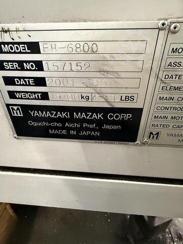 USED HORIZONTAL MACHINING CENTER MANUF. MAZAK, MODEL FH 6800 MAZAK FH 6800