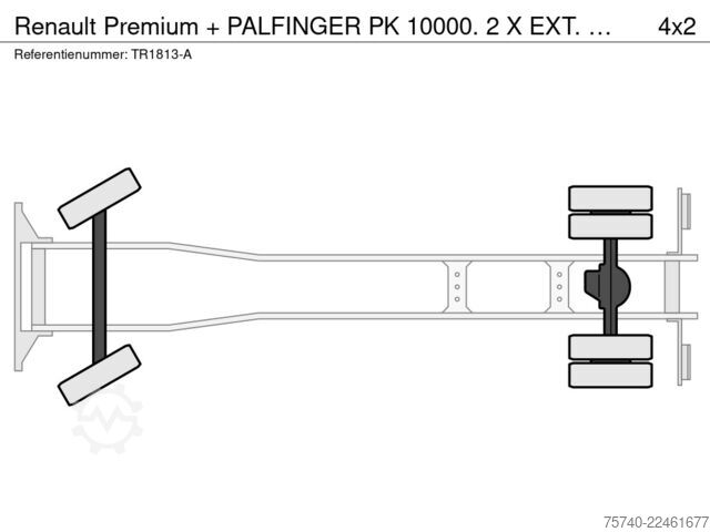 Třístranný sklápěč Renault Premium + PALFINGER PK 10000.  2 X EXT.  + REMO...
