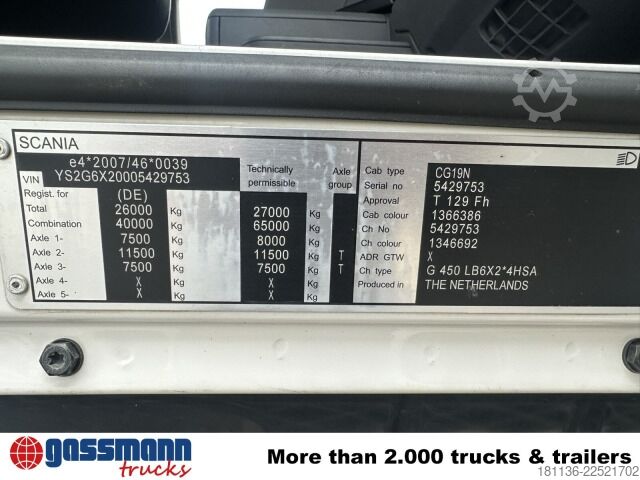 Kanca kasalı yük kamyonu (roll-off) Scania G 450 6x2/4, Lift-/Lenkachse, Kli-Ret