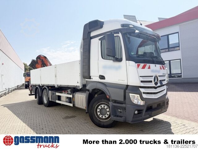 Düz kasa kamyon Mercedes-Benz Actros 2746 L 6x2, Kran Atlas 240.2E-A4, Funk,