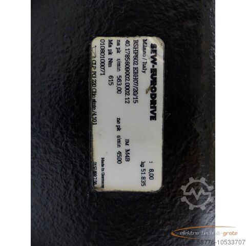 SEW Eurodrive motor SEW-Eurodrive SEW Eurodrive BSHF602 EBH07/20/15 Getriebe SN: 40.1785609002.0002.12
