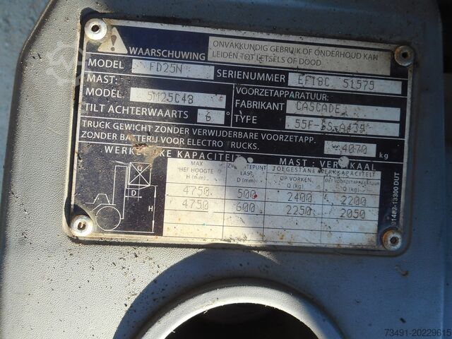 4-wiel heftruck Mitsubishi FD25N Triplex + SS