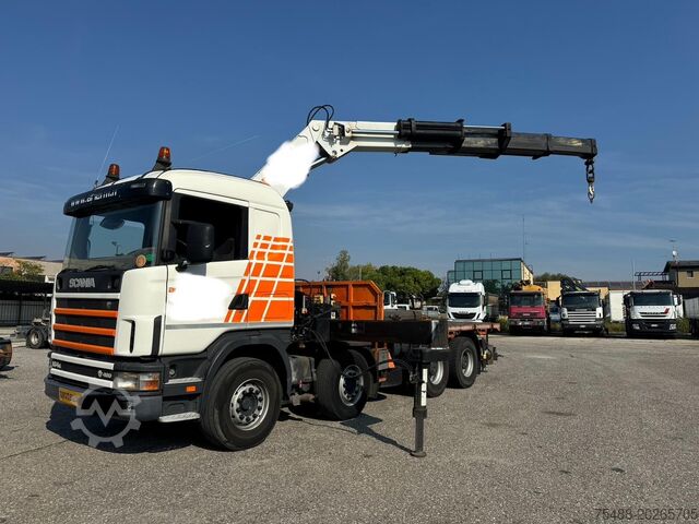 Kasse + kran BONFIGLIOLI 80.000, 4 aksler, 8X4 SCANIA 164 G 480 CASSONE + GRU BONFIGLIOLI