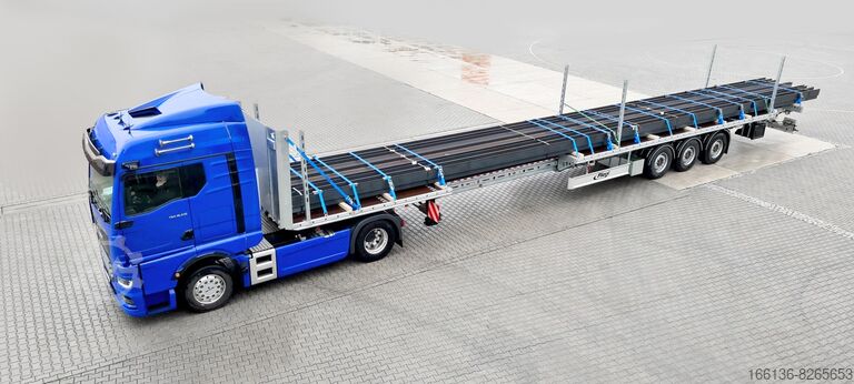 Auflieger mit offener Pritsche Fliegl SDS 390 Plateau mit Teleskopierung für Baustahlmattentransport