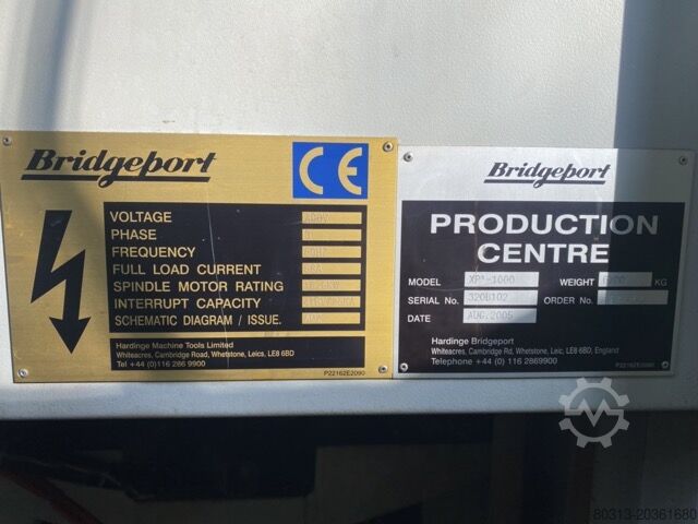 Verticaal bewerkingscentrum HARDINGE BRIDGEPORT XP1000